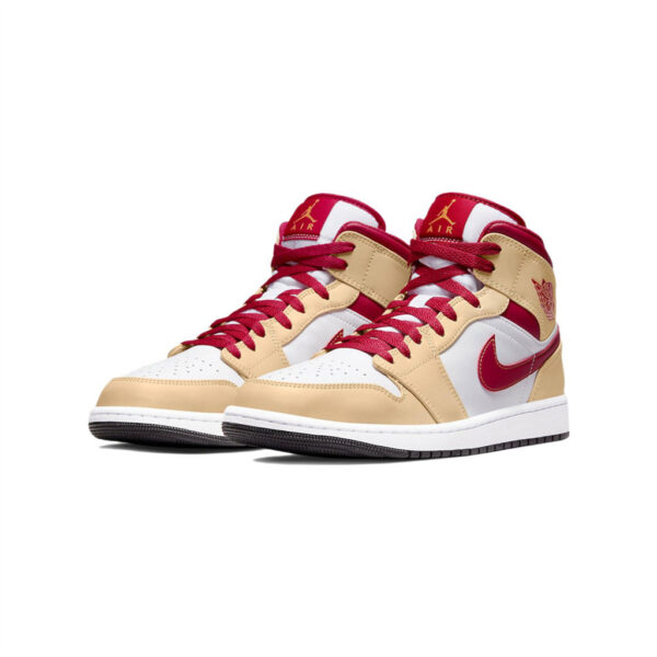 Jordan 1 Mid Light Curry Cardinal