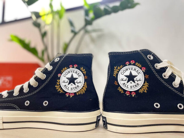 Embroidered Converse High Tops Mushroom Fall Natural