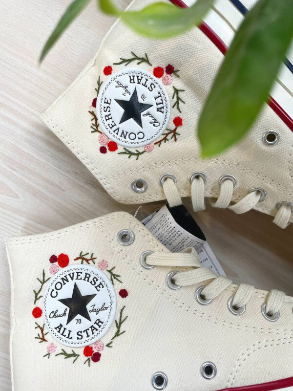 Embroidered Converse High Tops Rabbit Vintage Flowers