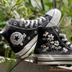 Embroidered Converse High Tops Daisy Flower Wedding Converse