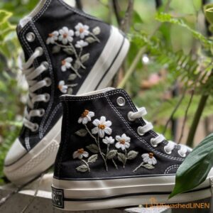 Embroidered Converse High Tops Daisy Flower Wedding Converse