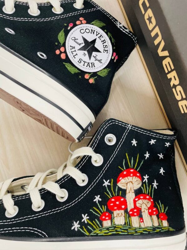 Embroidered Converse High Tops Custom Mushroom