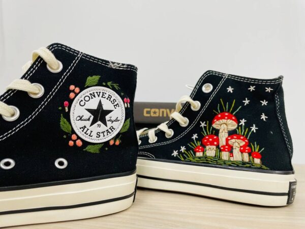 Embroidered Converse High Tops Custom Mushroom