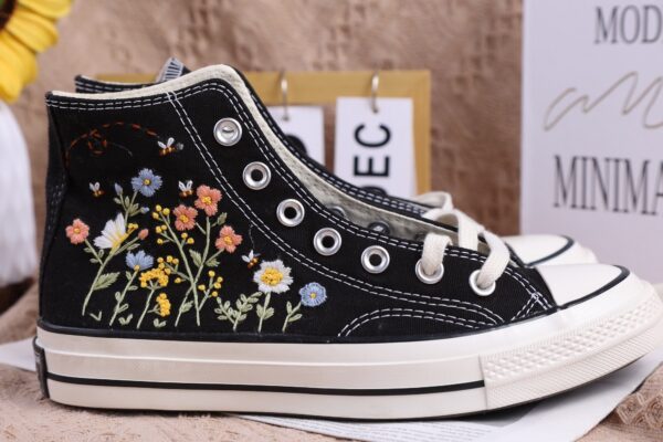 Embroidered Converse High Tops Chambray Floral