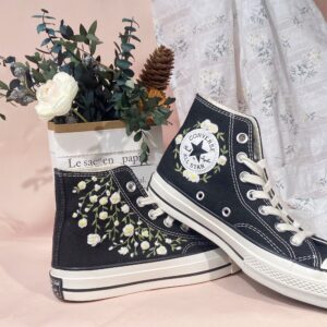 Embroidered Converse High Tops Daisy Flower