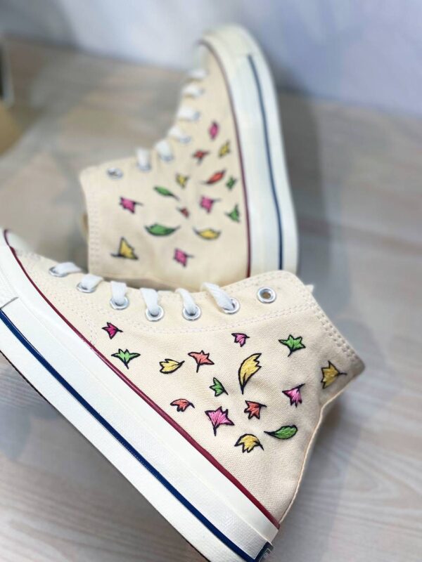 Embroidered Converse High Tops Leaves