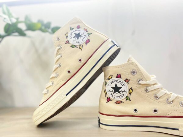 Embroidered Converse High Tops Leaves