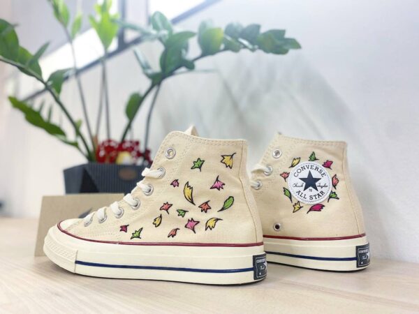 Embroidered Converse High Tops Leaves