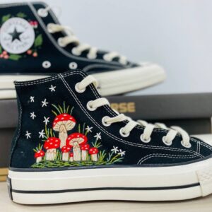 Embroidered Converse High Tops Custom Mushroom