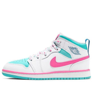 Air Jordan 1 Mid White Pink Green Soar